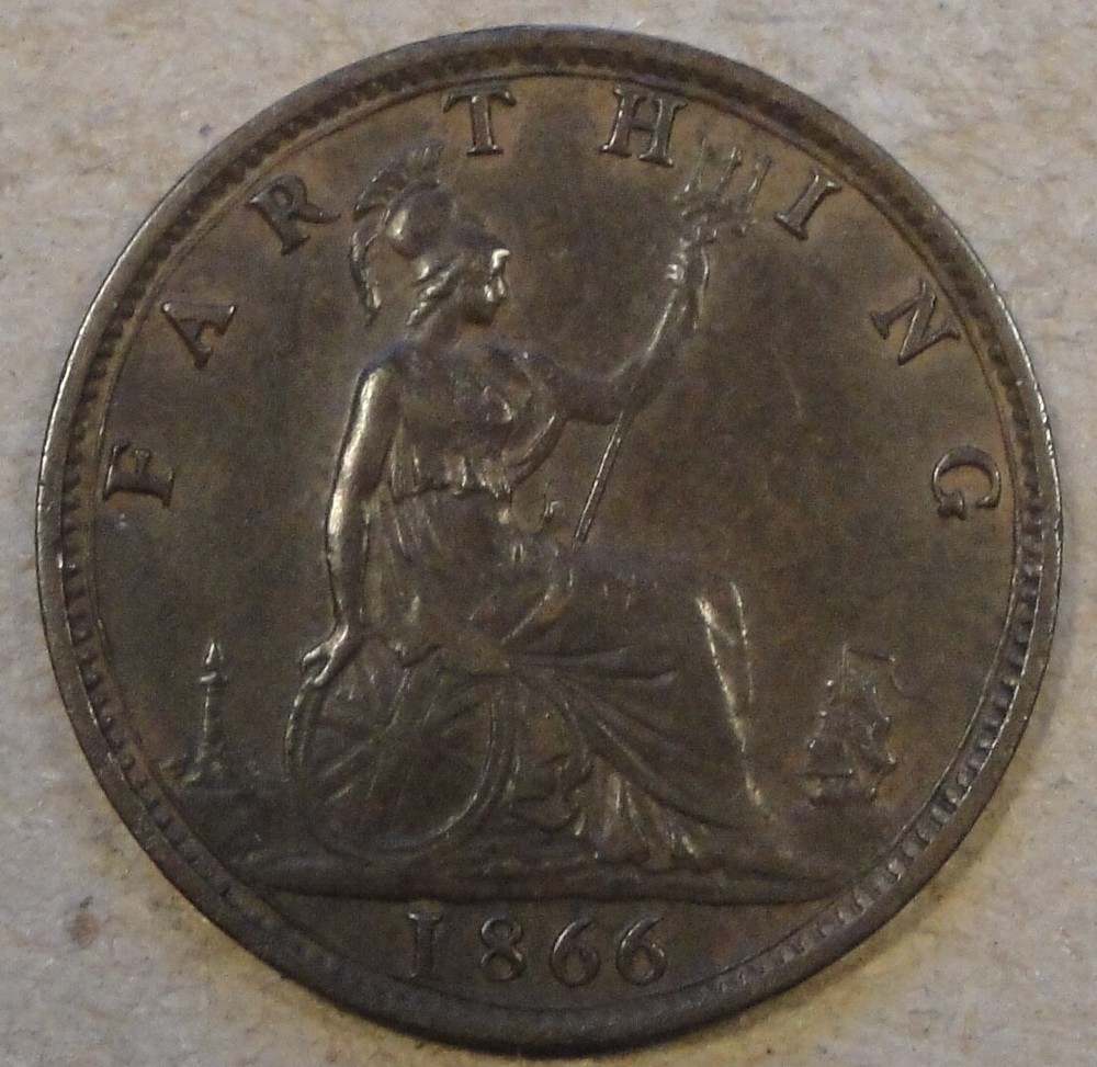 Great Britain 1866 Farthing AU
