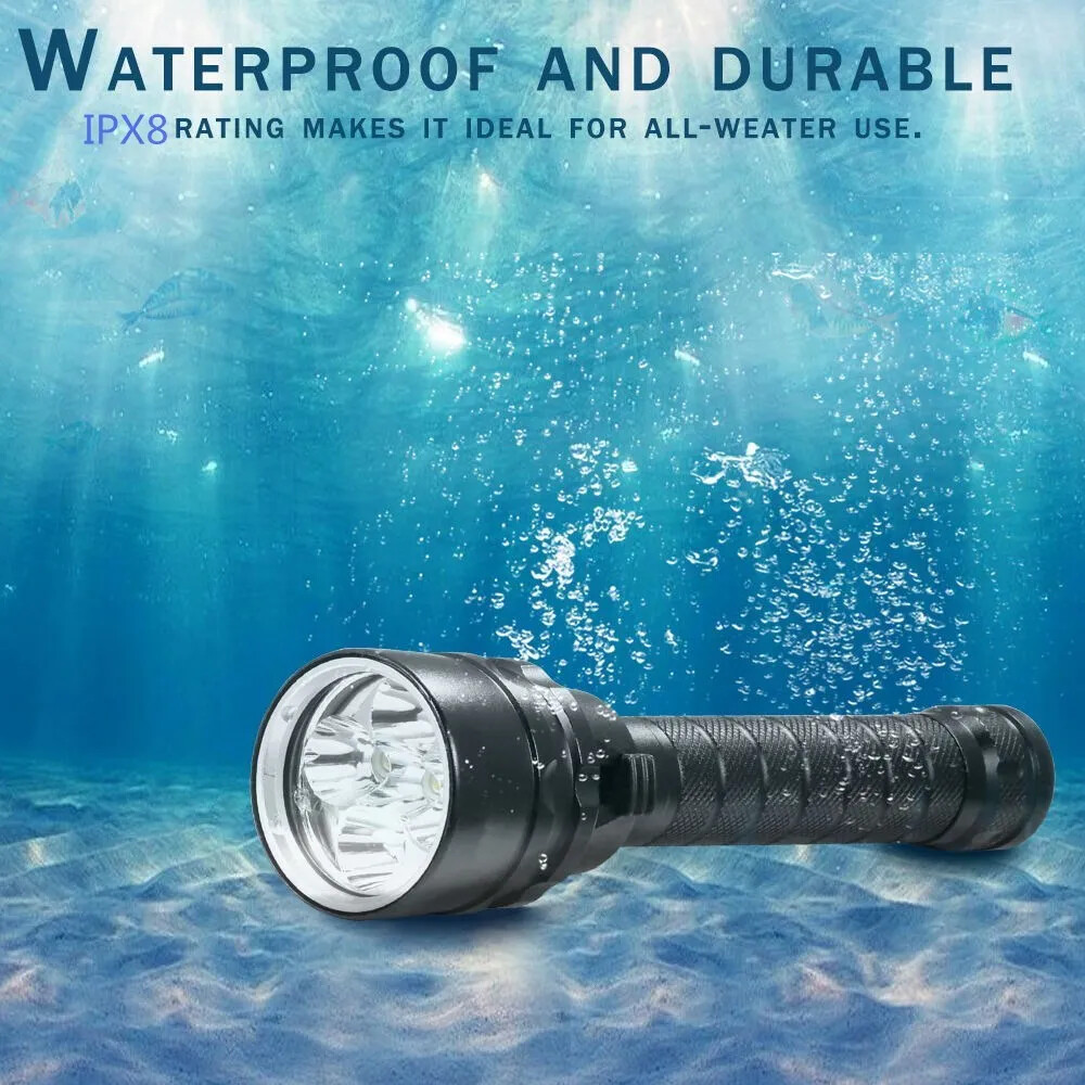 Professional Diving Light LED Waterproof Dive Scuba Lamp Underwater Flashlight