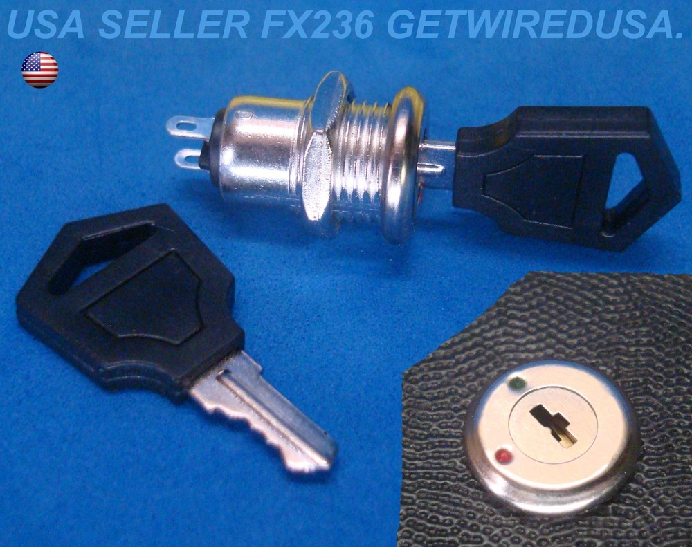 FLUSH MOUNT 12-VOLT DC ON & OFF LOCK 2 KEY ROUND TOGGLE SWITCH 2-PIN