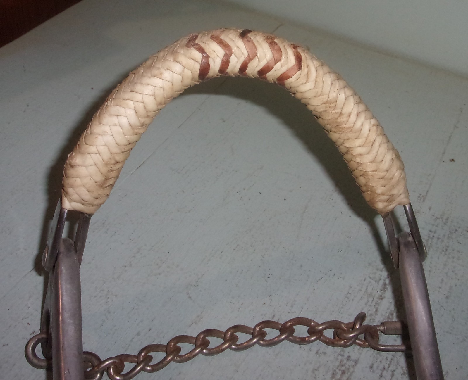 Sleister Aluminum Mechanical Hackamore Rawhide Nose Split Cord Reins w/ Poppers