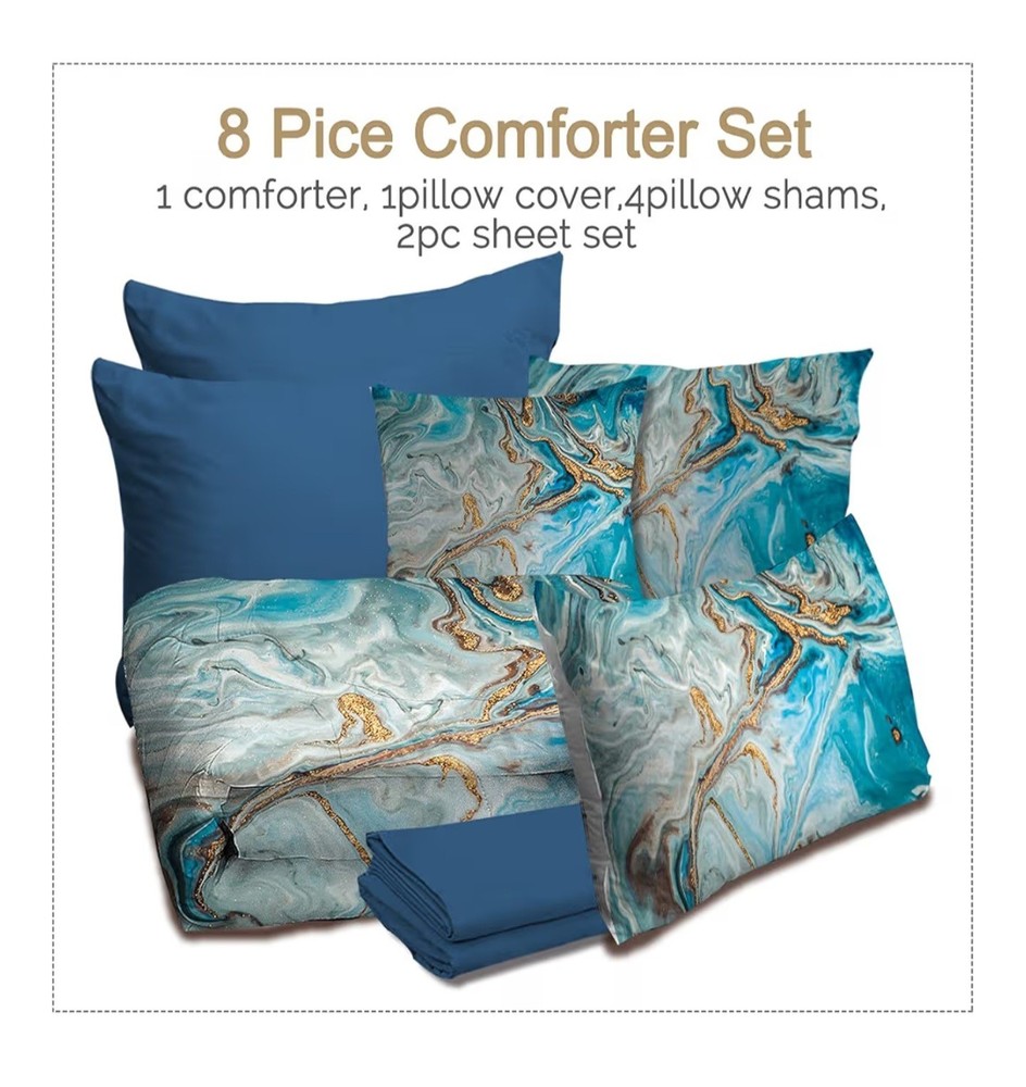8 Pcs Comforter Set Bless Living King Size