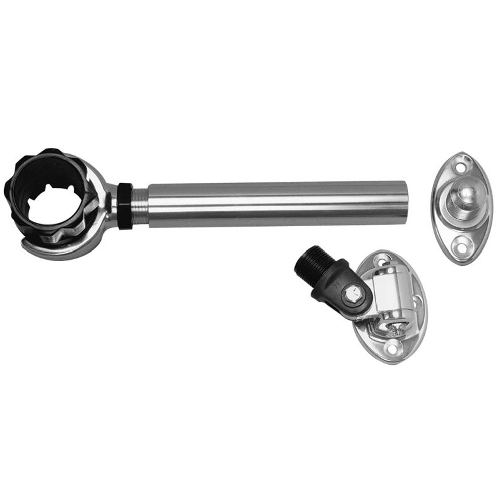 Rupp Threaded Antenna Support w/6" Flat Mount, Oval 4-Way Base & 1.5" Collar ...