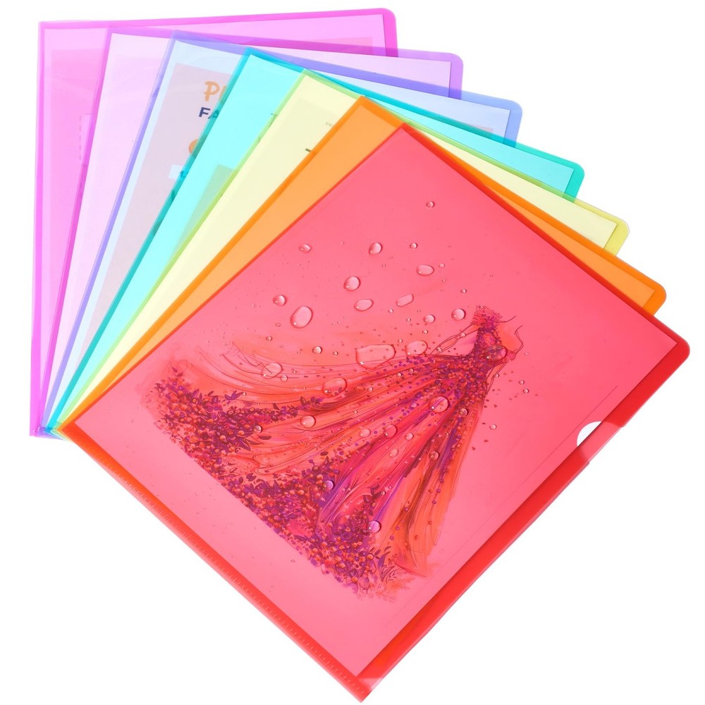 Sooez 15 Pack Clear Document Folder, Plastic Sleeves 15 Pack, Multicolored