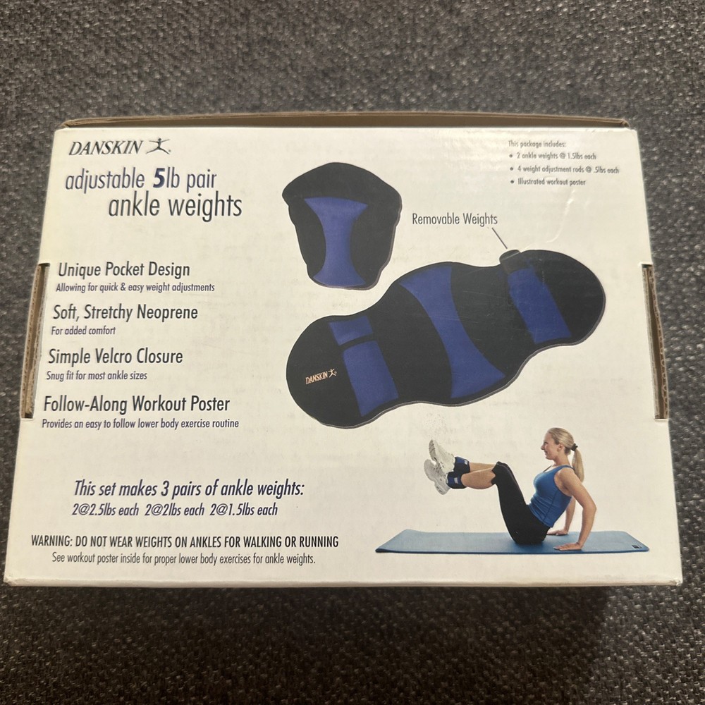 Danskin Adjustable 5lb Pound Paid Ankle Weights