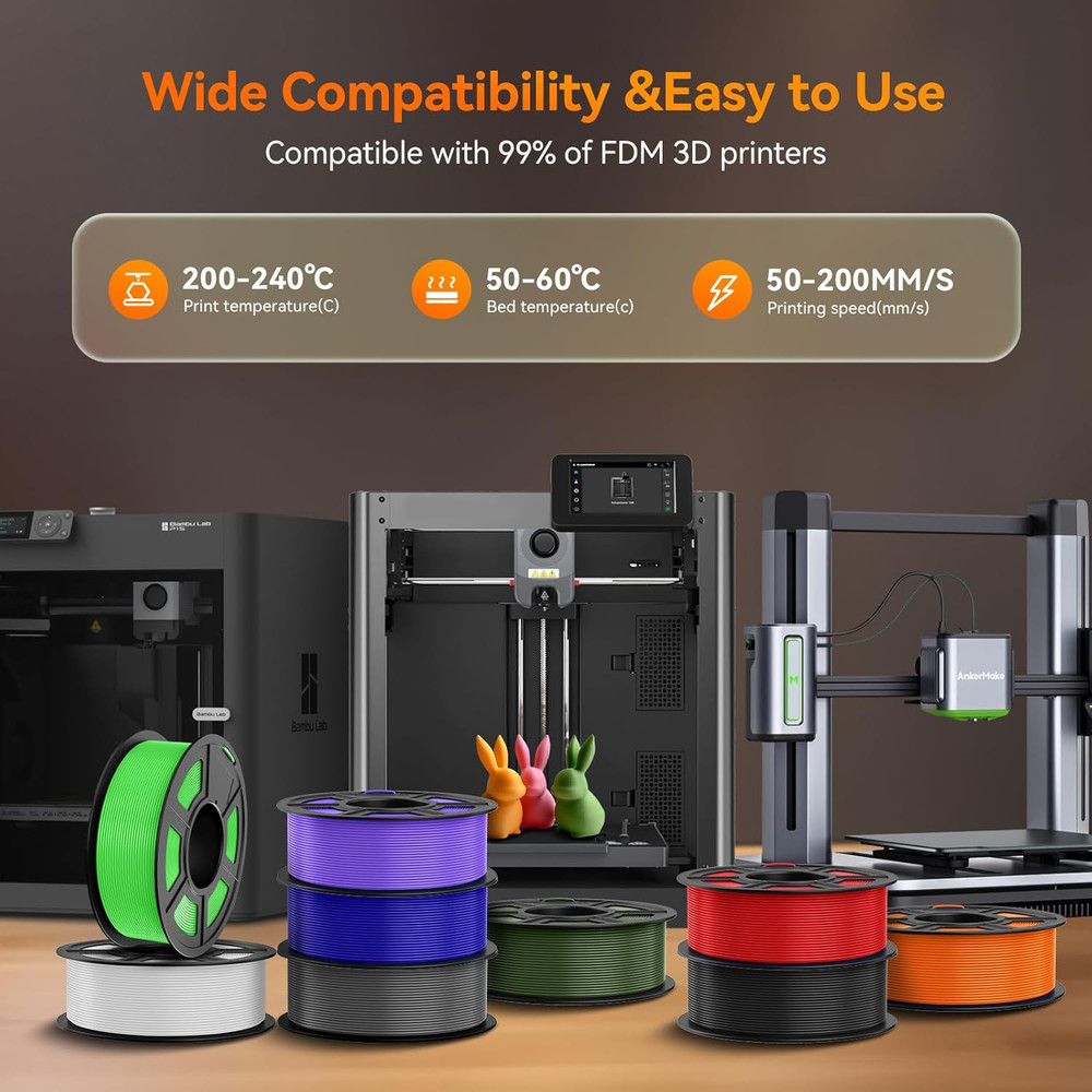 TECBEARS 8KG PLA 3D Printer Filament Bundle 1.75mm Less Stringing Entry Level