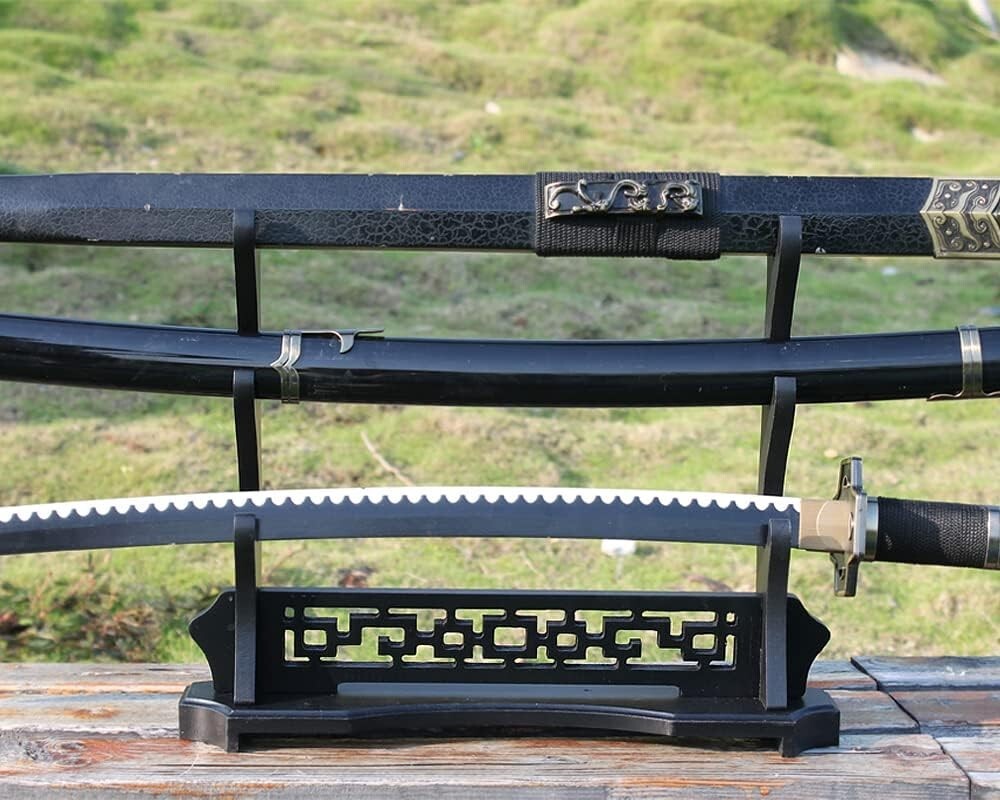 Sword Stand Three-Tier Sword Holder, Desktop Samurai Sword Katana Gladiator A...