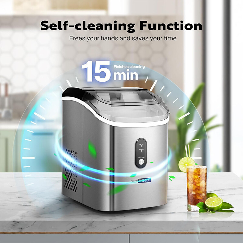 Nugget Ice Maker Countertop Chewable Ice Machine Automatic Self-Cleaning 33LBS