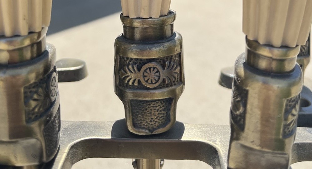 Civil War Sword Replica Bone Handle W/ Knight Helmets - Solid Brass Fire Tools