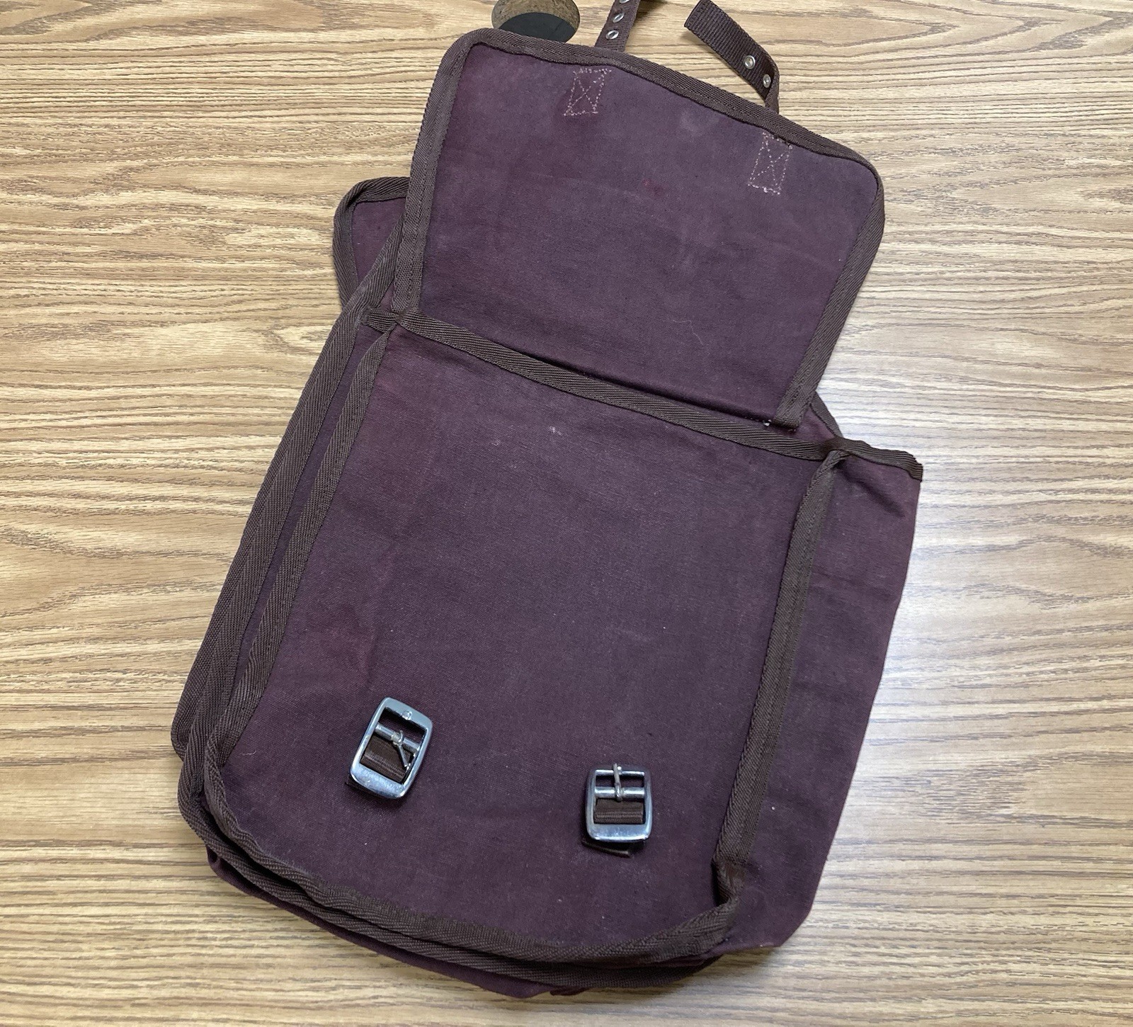 Vintage Tough-1 Saddle Bag Heavy Canvas Buckle Maroon Purple Excellent Condition