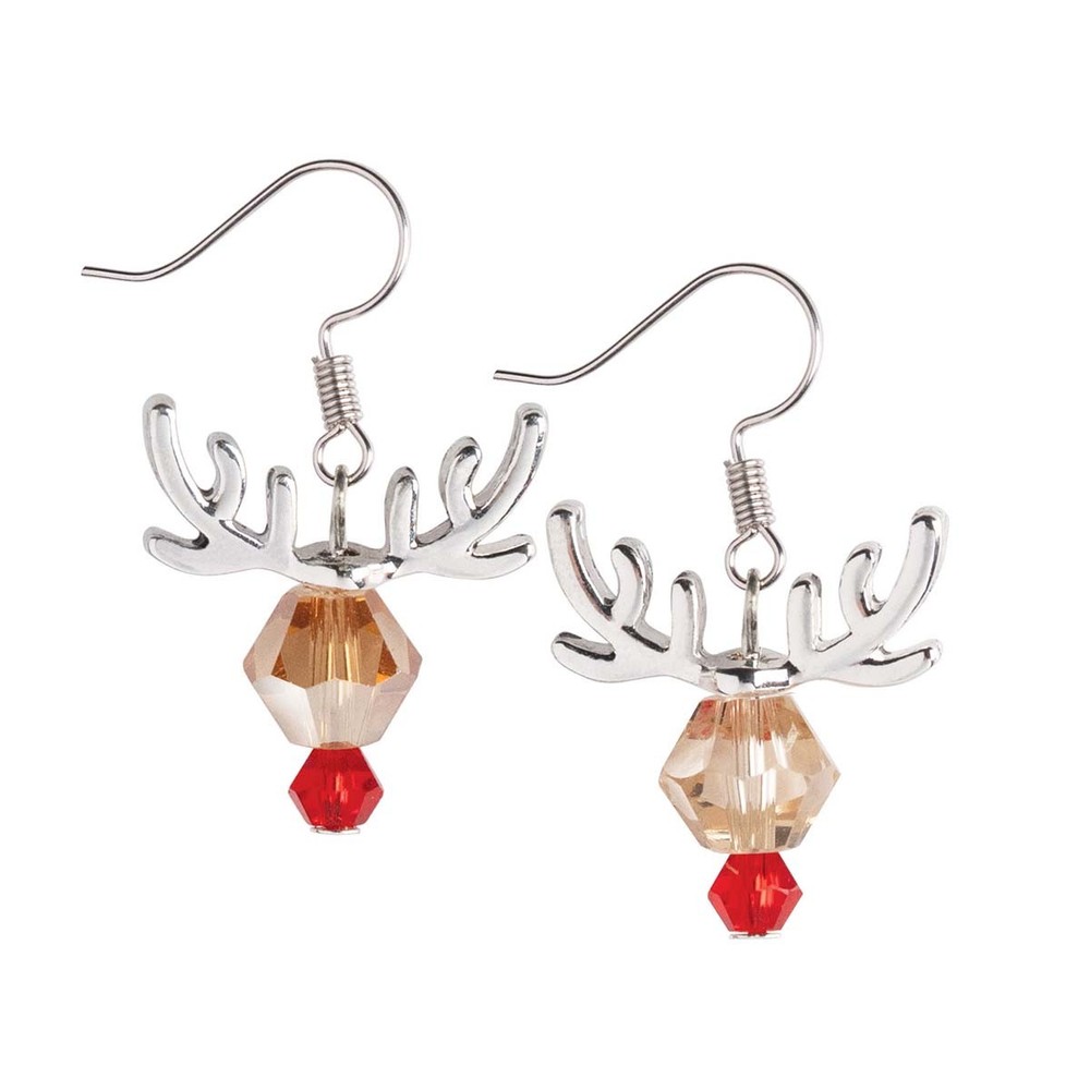 Solid Oak Reindeer Earrings Beading Kit