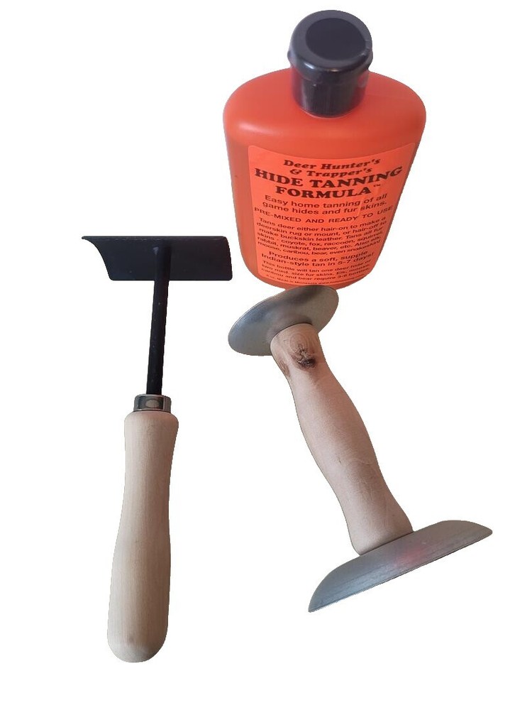 Kit Includes Bottle Trappers Hide Tanning Formula &Two Small Pelt Fleshing Tools