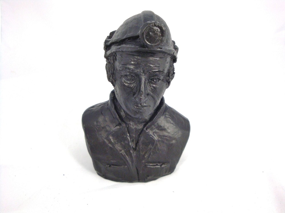Miners Bust  figurine - Mining Memorabilia Made with British Coal