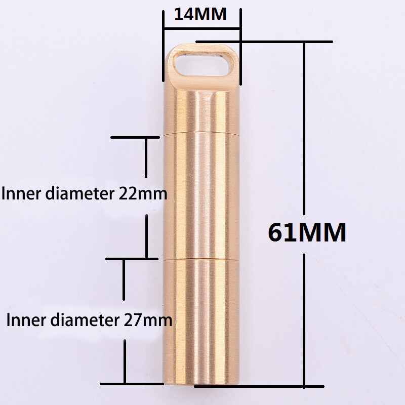 EDC Double Layer Solid Brass Survival Waterproof Key Storage pill Box Kit Tool