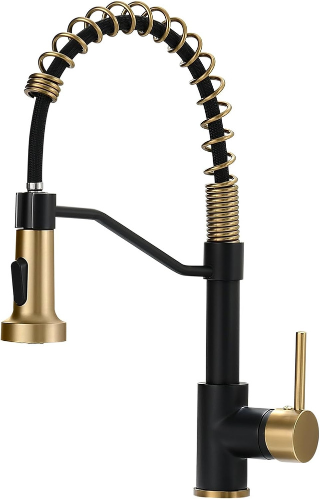 Matte Black Kitchen Faucet with Pull Down Sprayer for RV and Farmhouse