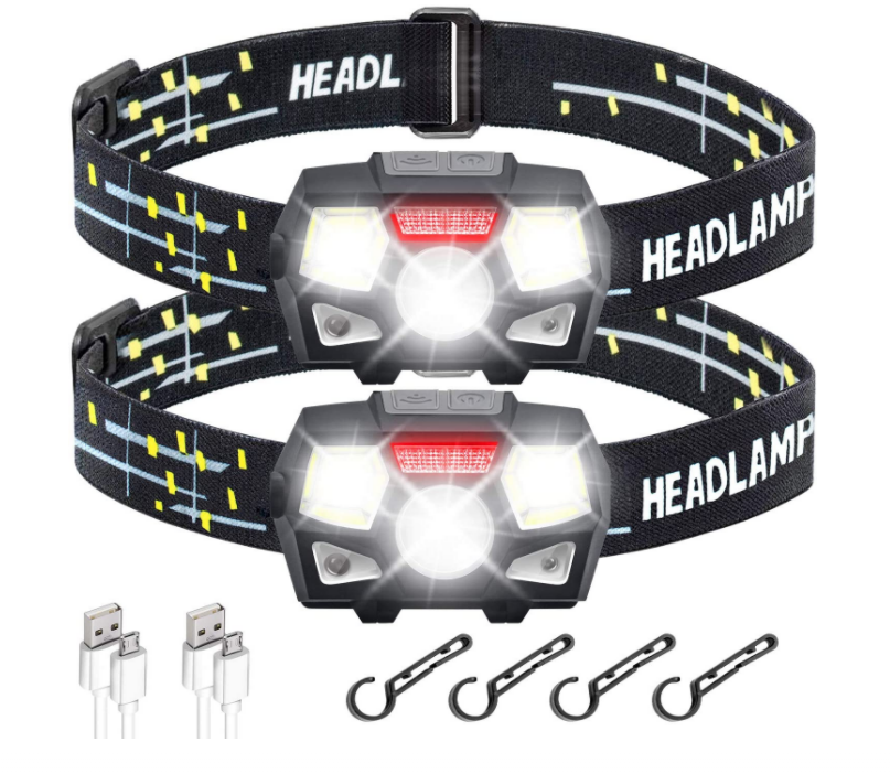 2x Lampara de Cabeza LED Impermeable Linterna para Correr Caminar USB Recargable