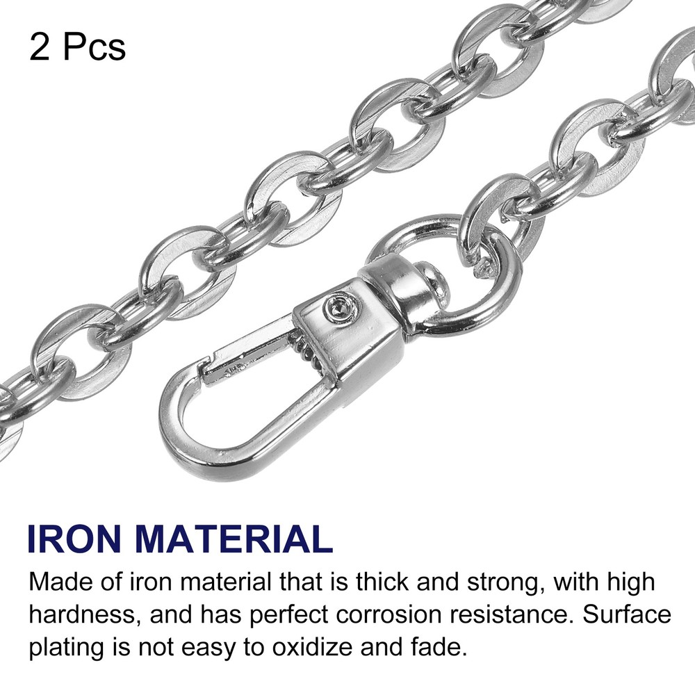 8"x0.24" Purse Chain Strap 2Pcs Purse Handle Shoulder Replacement Strap(Silver)