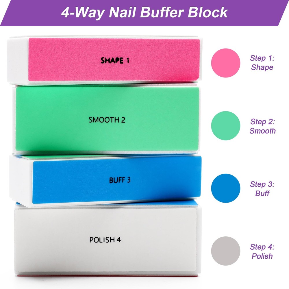 10 PCS Nail Buffing Block, 4 Way Buffer Block File Multicolor