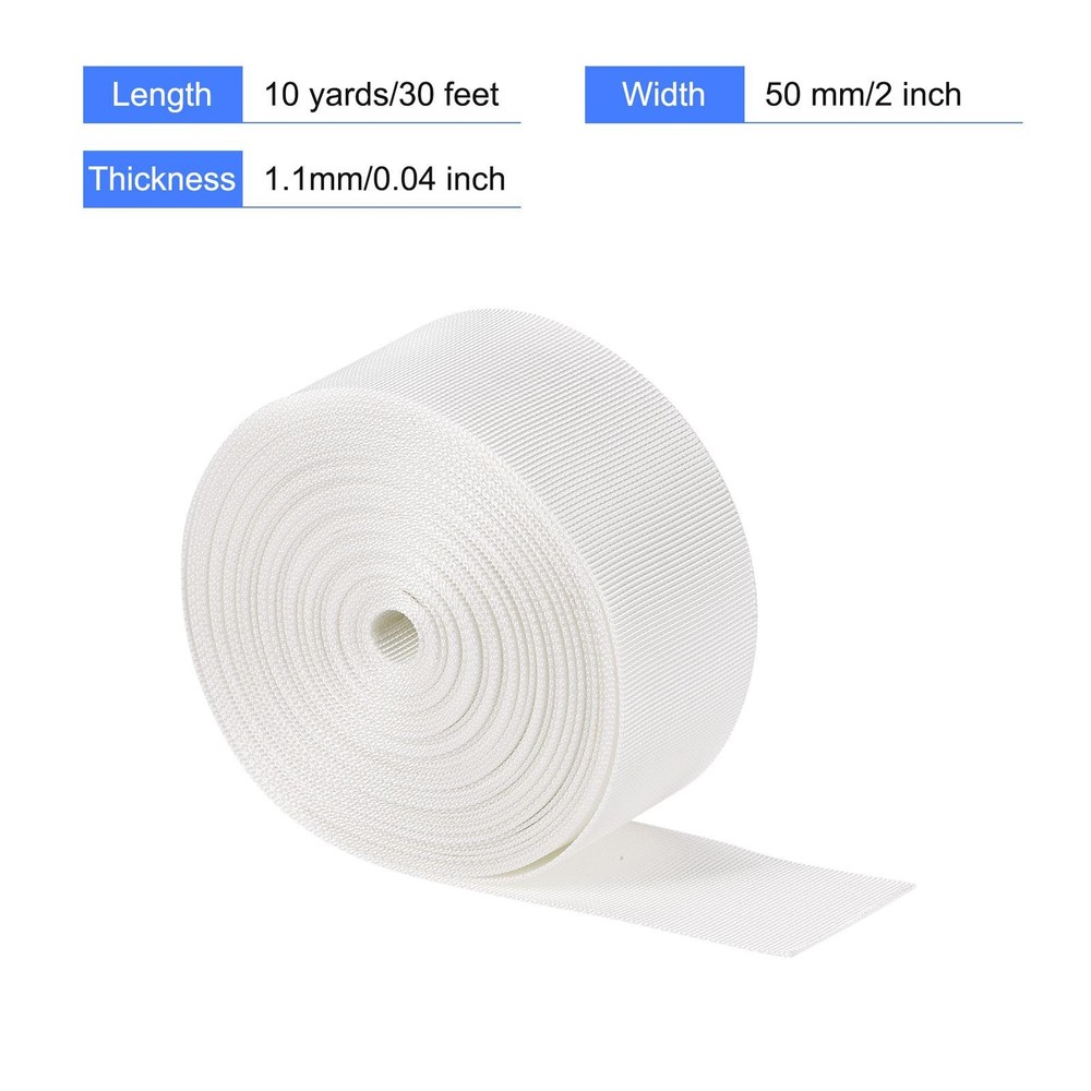 Flat Nylon Webbing Strap 2 Inch 10 Yards White for Backpack, Luggage-rack