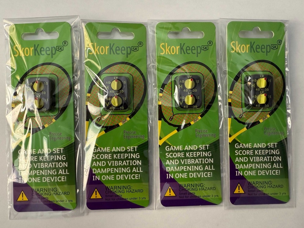 4 Tennis String Vibration Dampener and Score Keeping Devices
