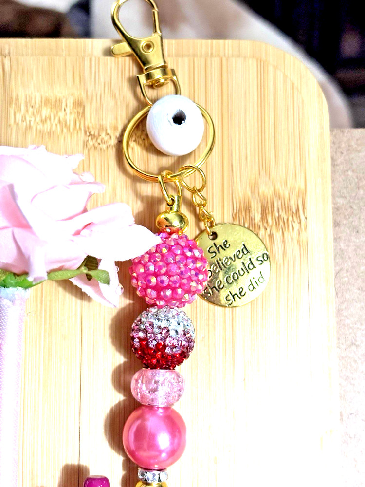 HANDCRAFTED BEADED Key Chain,& NOTE PAD SET Beaded Pen I Kit