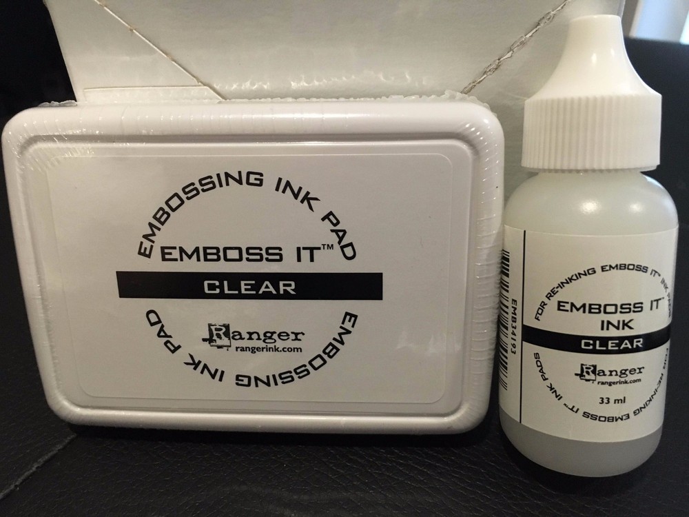 Ranger EMBOSS IT CLEAR Embossing Ink Standard Stamp Pad + 1 Re-Inker BUNDLE Set