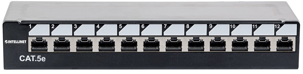 12-Port 1U Cat5e Unshielded Patch Panel, Top Entry Punch Down, Locking Function