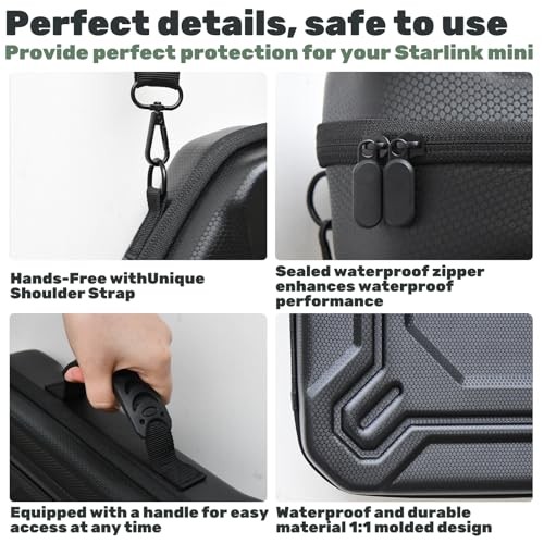 Starlink Mini Case-Durable PU Case with Custom Grooves Shoulder Strap & Handle
