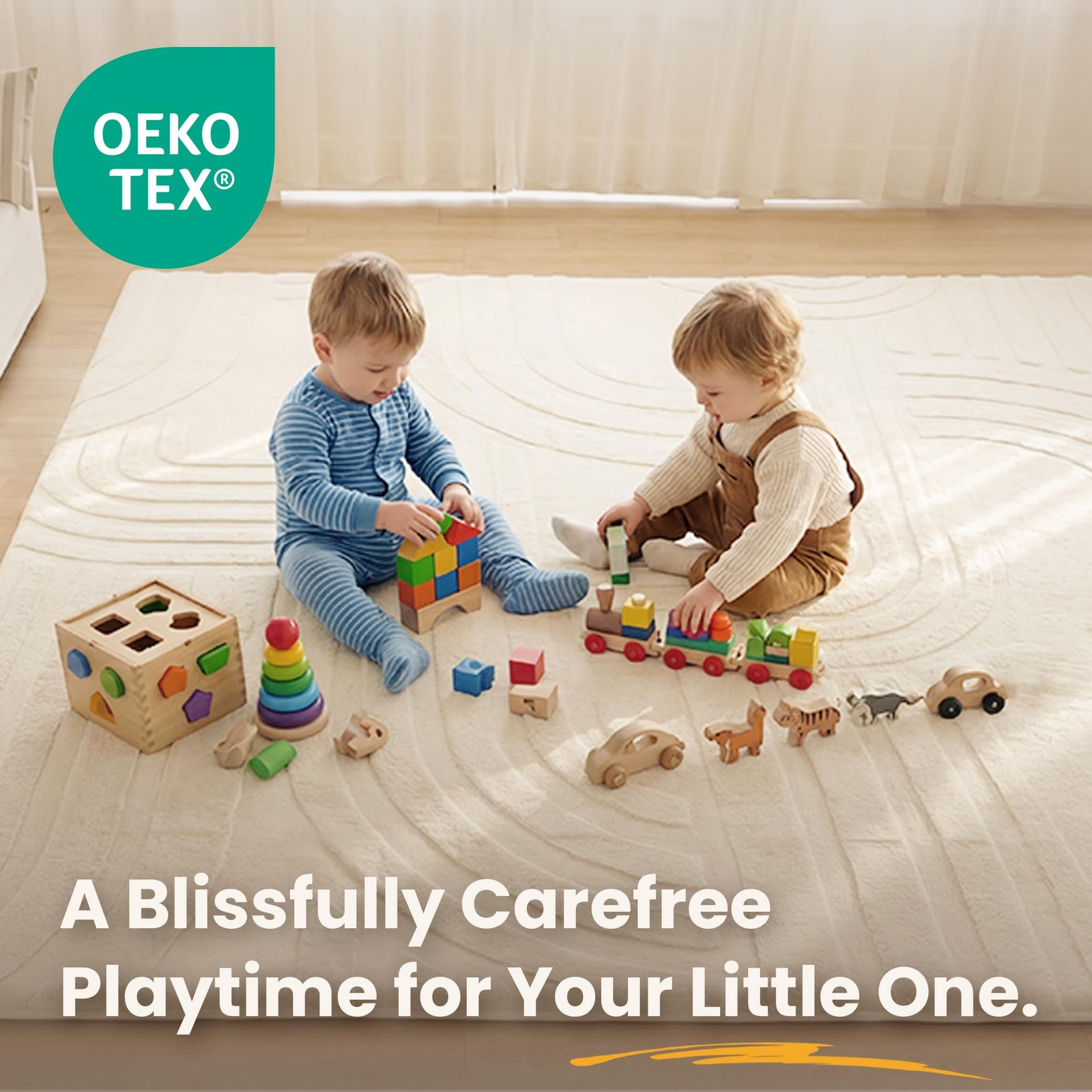 1.3" Thick Fluffy Baby Play Mat for Floor,Elasti Foam Padded Area Rug for Liv...