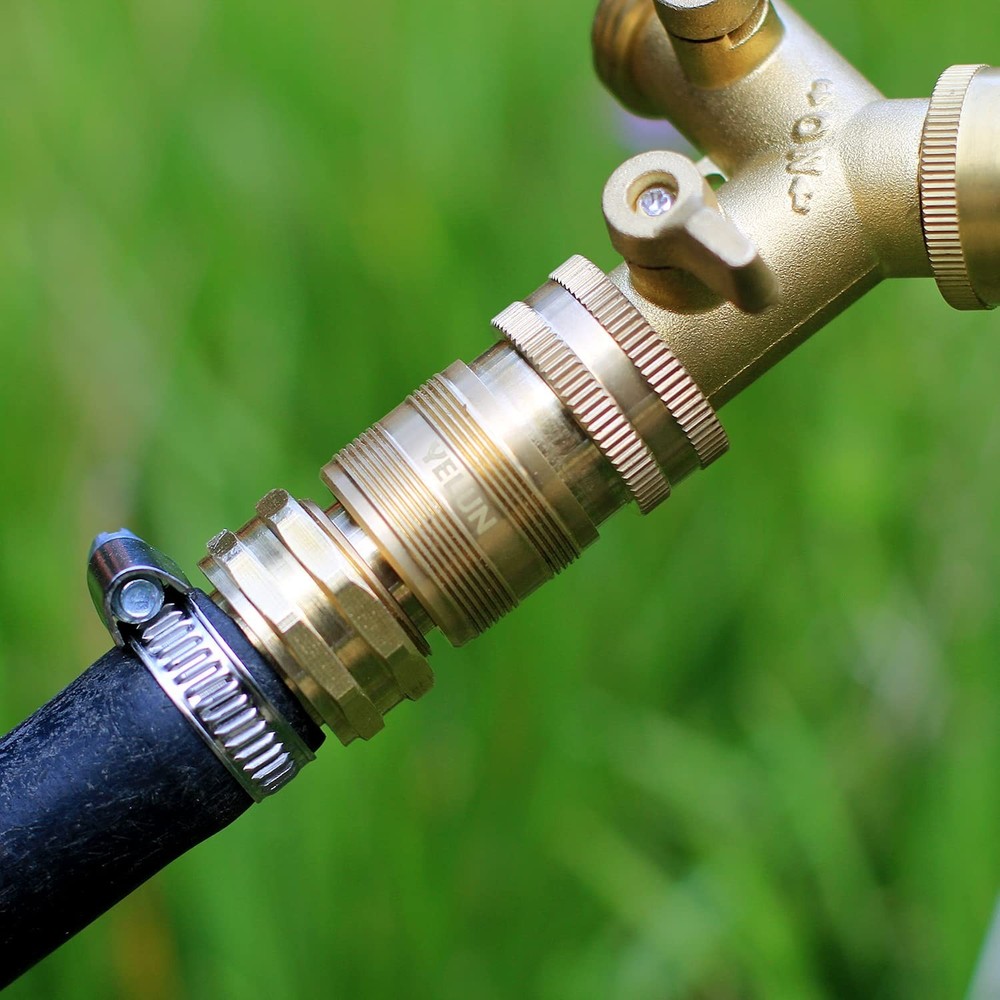 Garden Hose Quick Connect Solid Brass 3/4 inch GHT Internal Thread Quick Conn...