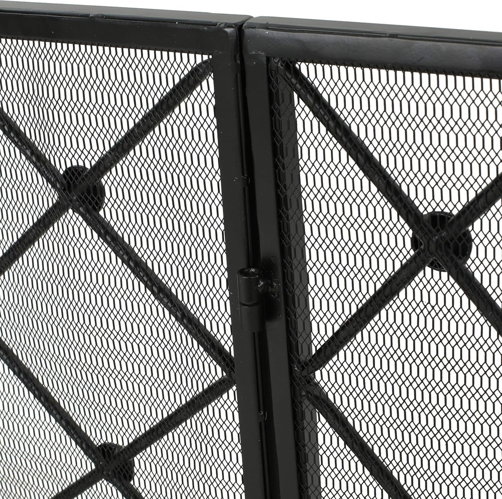 Chelsey 3 Panelled Iron Fireplace Screen, Black