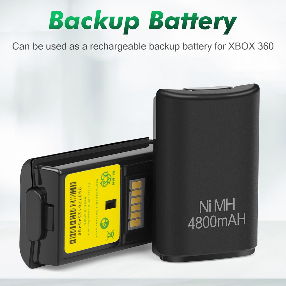 2x 4800mAh Battery Pack USB Charger Dock Cable For Microsoft Xbox 360 Controller