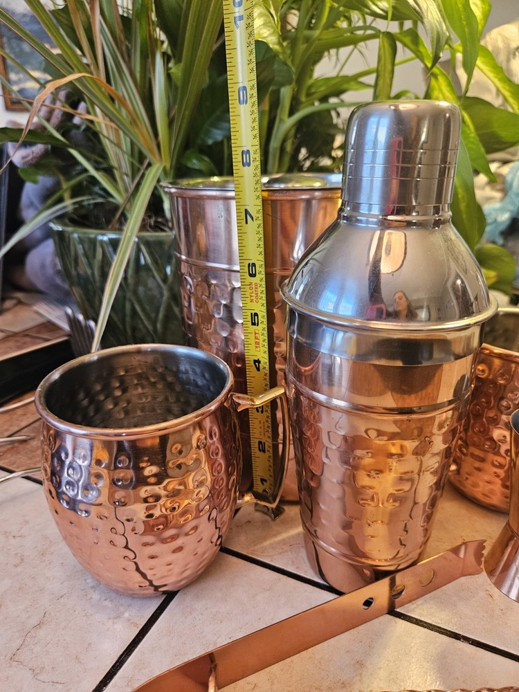 Hammered Copper Bar Tools Drink Mix Set