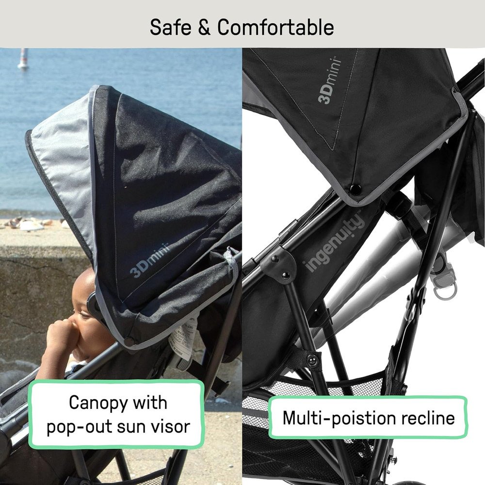 Ingenuity 3D Mini Convenience Stroller – Lightweight Stroller with Compact Fold,