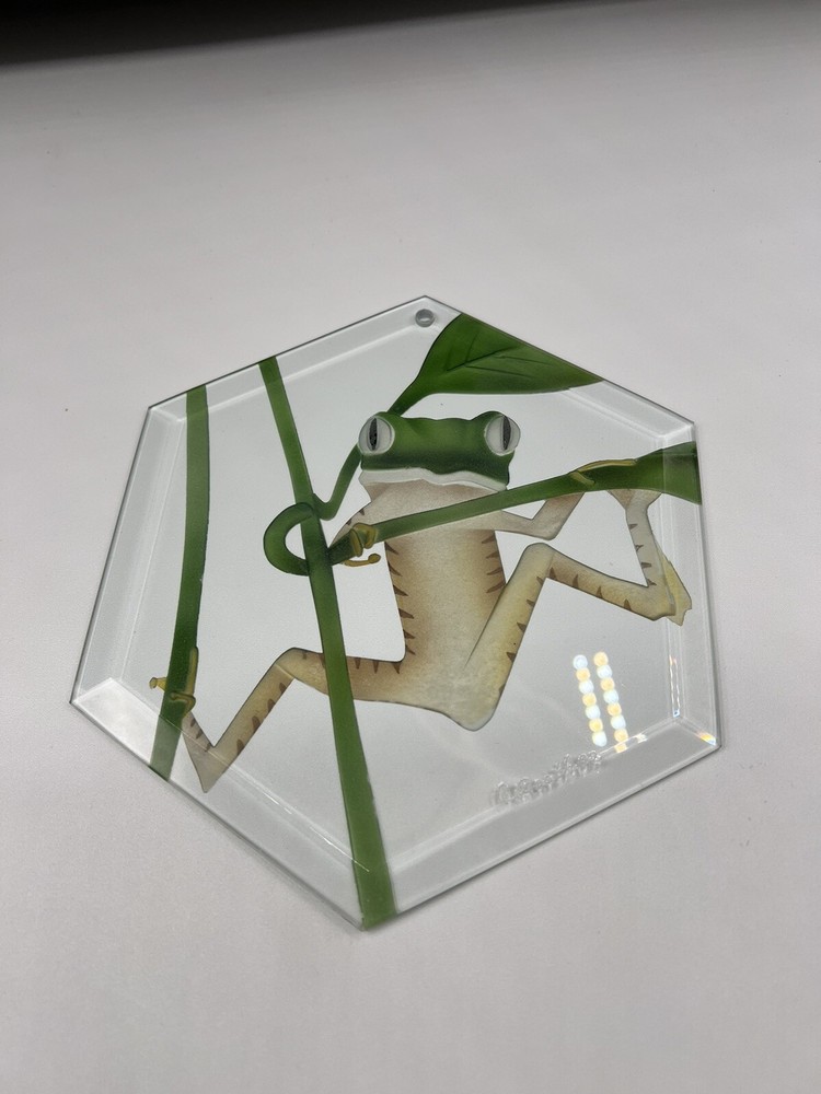 Anne Booth Artisan Signed Hand Made Sun Catcher, Frog On Reed