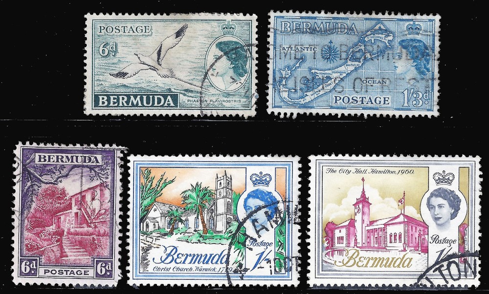 Bermuda Stamps - 5 Stamps from Bermuda (Used hinged).