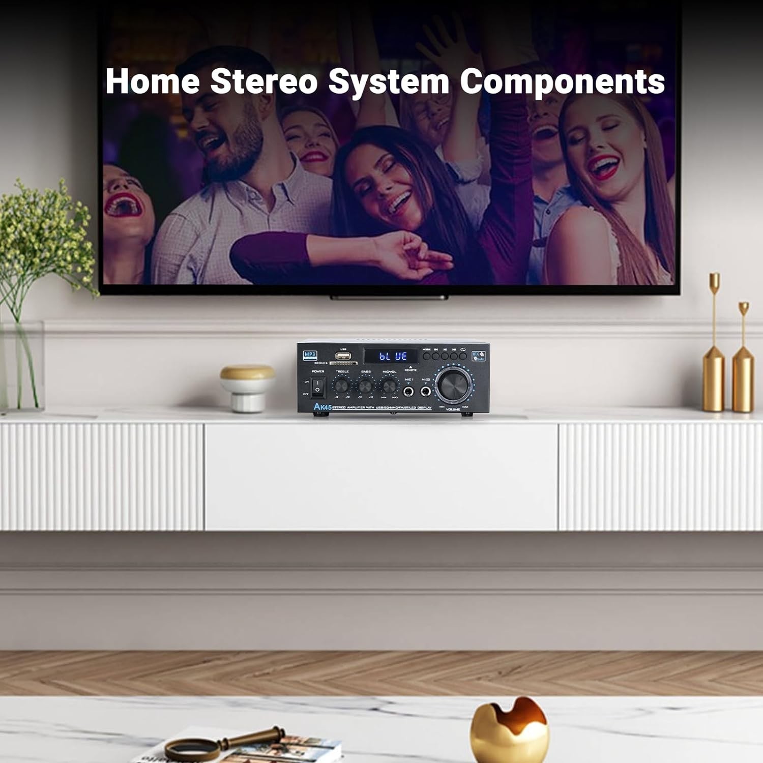 Stereo Receiver & Amplifier Home Audio Amp, AK45 Bluetooth Receiver for Home