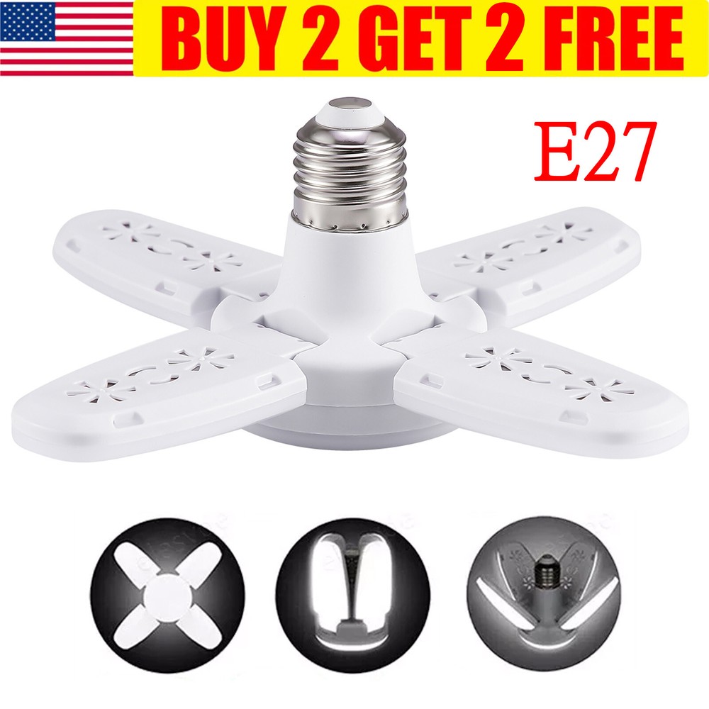 LED Garage Light Bulb 28W Super Bright Ceiling Fixture Lights Workshop Lamp E27