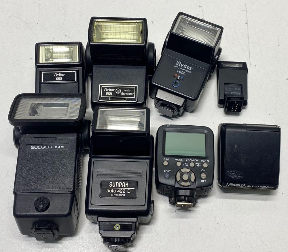Lot of 15 Assorted Camera Flashes
