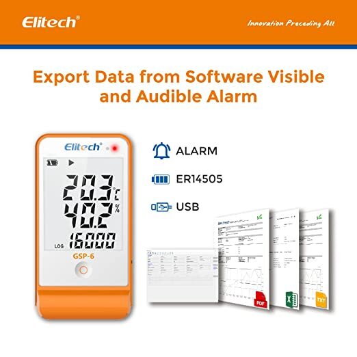 Elitech Temperature Humidity Data Logger GSP-6/6G/6G-TDE Thermometer Vaccine
