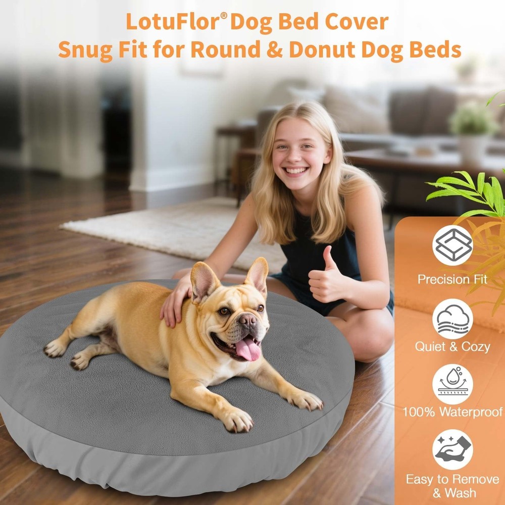 Dog Bed Covers Replacement Washable Waterproof Round Bed Protector for Donut ...