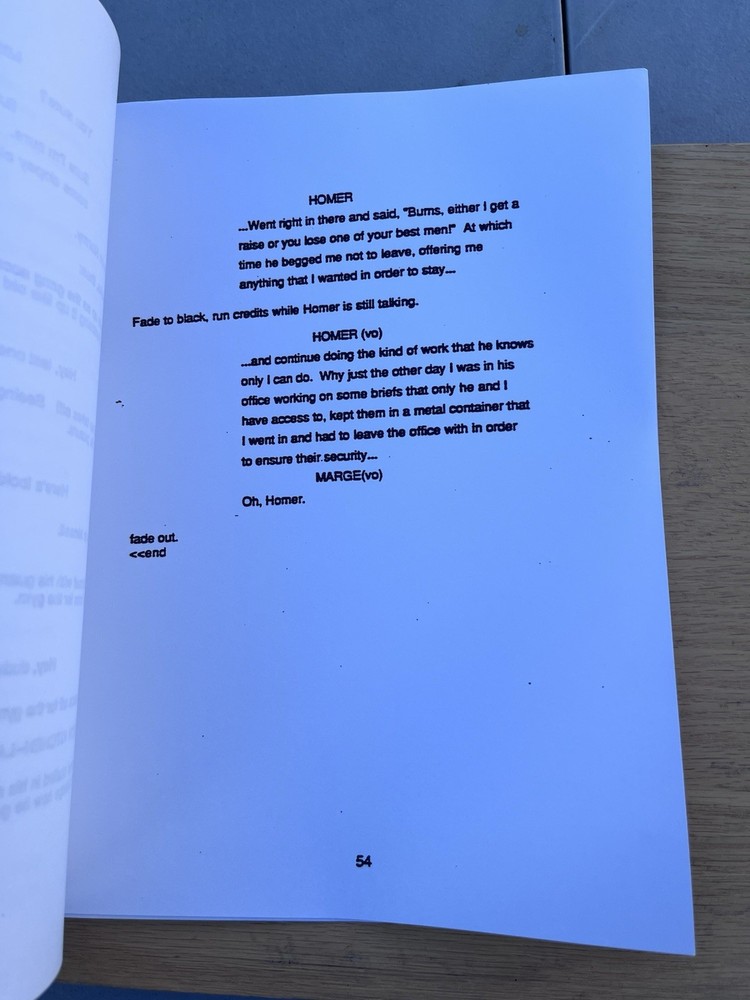 The Simpsons TV Television Show Spec Script Unproduced Bart Sells Out 1992