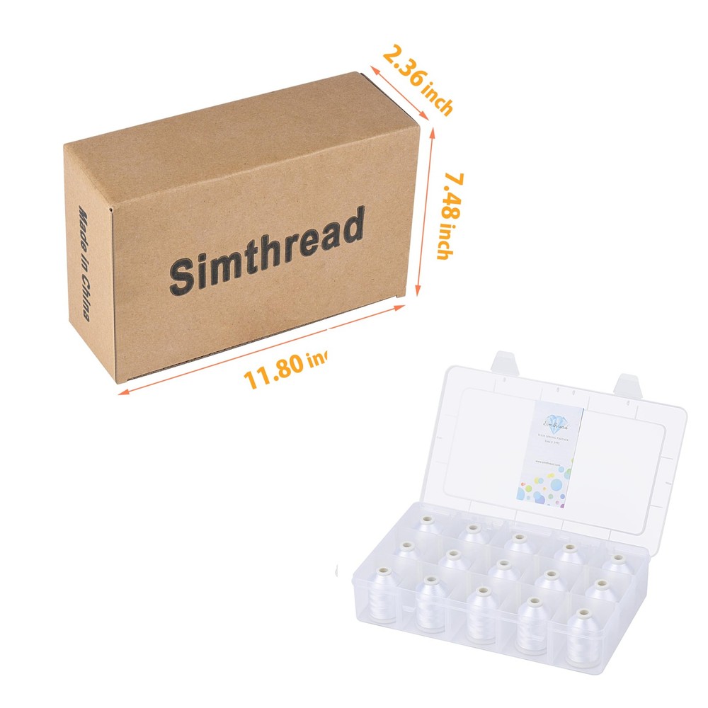 Machine Embroidery Thread 1000M White 001 Polyester Quilting Box Set 15 PCS