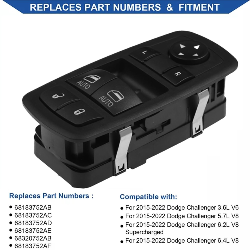 Master Power Control Window Switch for Dodge Challenger 2015 2016 2017 2018