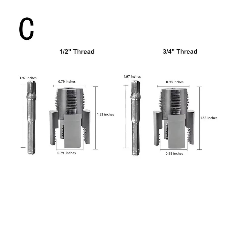2pcs PVC Pipe Threader Kit Internal External Threading Set Plumbing Hand Tool