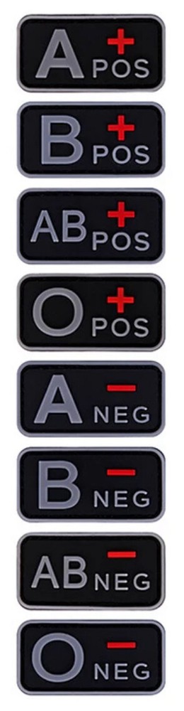 PVC Rubber Blood Type Patch Hook and Loop Fastener 1"x2"