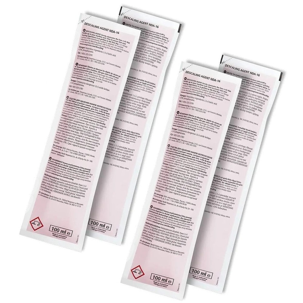 2 Pack Nespresso Descaling Kit Cleaning Solution Fits all Models 4 Packets