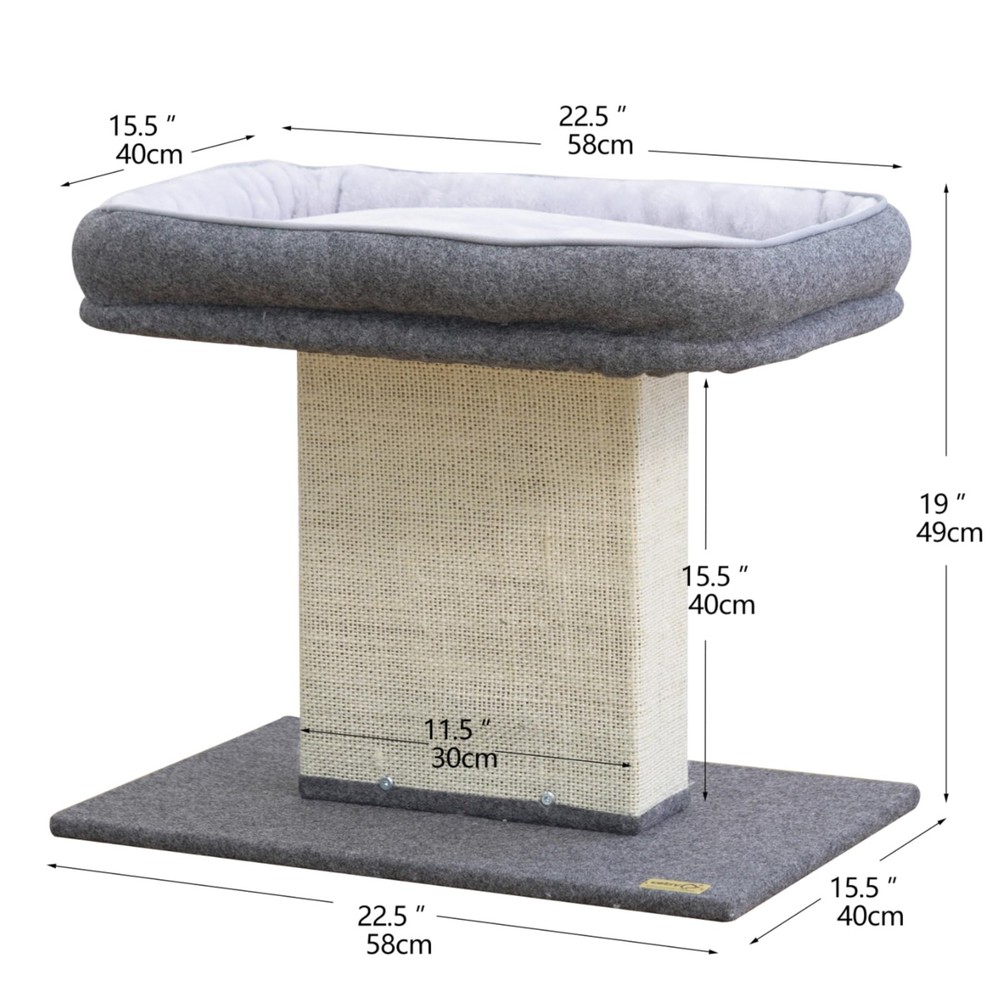 Catry Mellow 2-Level 19" Cat Tree with Large Washable Replaceable Bed, Big Si...
