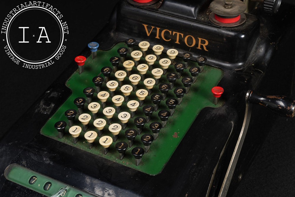 Vintage Mechanical Adding Machine with Paper Roll by Victor