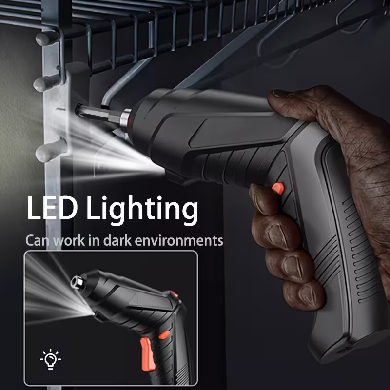 48pcs Wireless Electric Screwdriver Set - Rechargeable, LED Light 90° Rotatable