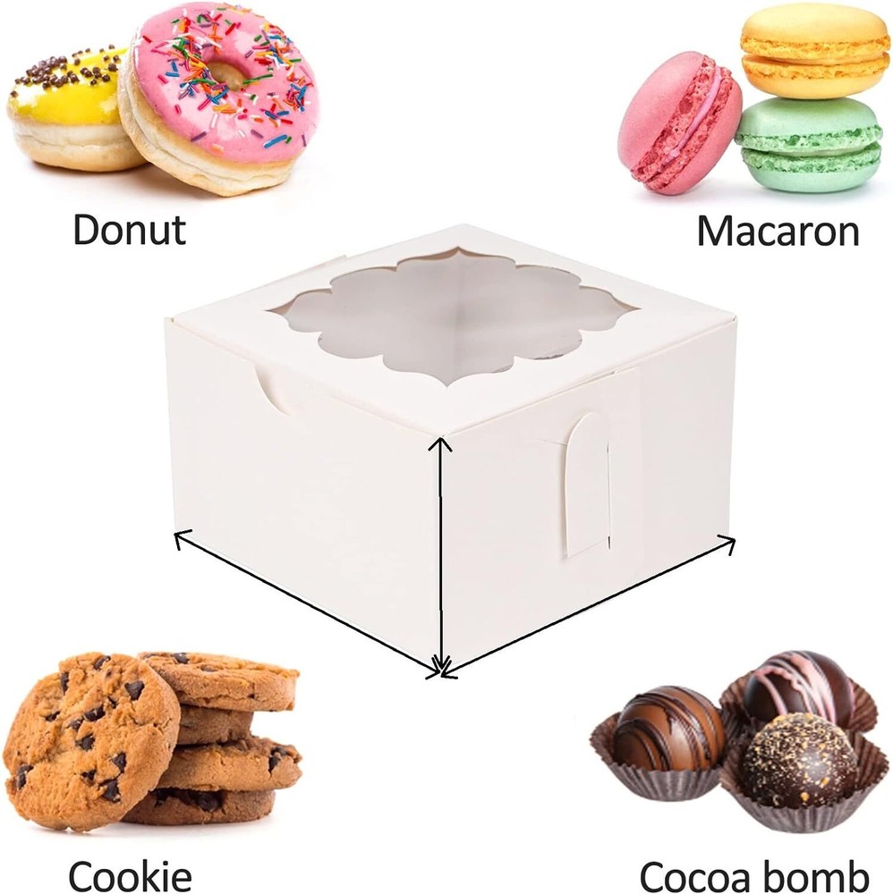 50pcs Cookie Boxes with Window Bakery Small Treat Mini Pie White